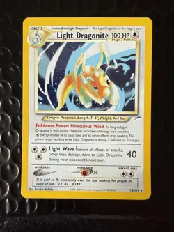 Pokemon TCG Light Dragonite Neo Destiny Holo Card 14/105 Unlimited Rare LP - Image 1