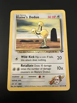 Blaine’s Doduo 61/132 Gym Challenge Unlimited 2000 Pokemon Card Common LP - Image 1