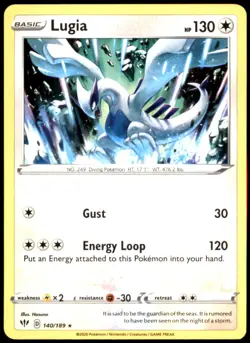 Lugia 140/189 SWSH03: Darkness Ablaze Rare Normal LP Pokemon TCG - Image 1