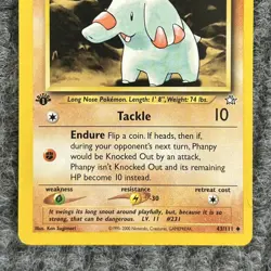 Pokemon Neo Genesis Phanpy 43/111 1st Edition Uncommon Very Good - Image 4