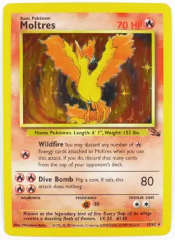 Moltres Holo 12/62 Fossil Unlimited LP Pokemon - Image 1