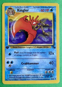 Pokemon Kingler 38/62 1st Edition Fossil NM WOTC 1999 - Image 1