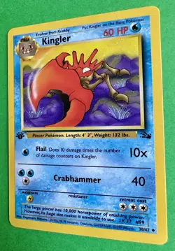 Pokemon Kingler 38/62 1st Edition Fossil NM WOTC 1999 - Image 2