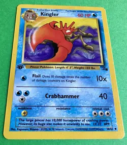 Pokemon Kingler 38/62 1st Edition Fossil NM WOTC 1999 - Image 4