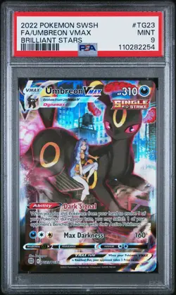 2022 POKEMON SWORD & SHIELD BRILLIANT STARS #TG23 FULL ART/UMBREON VMAX PSA 9 - Image 1