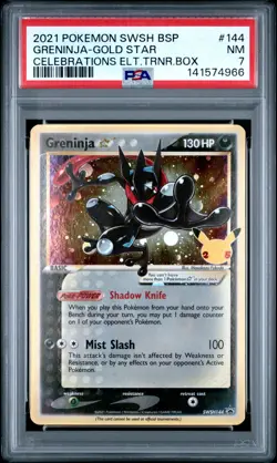 2021 POKEMON SWSH BLACK STAR PROMO #144 GRENINJA-GOLD STAR PSA 7 - Image 1