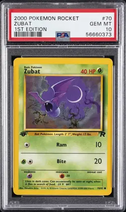 2000 POKEMON ROCKET 1ST EDITION #70 ZUBAT PSA 10 - Image 1
