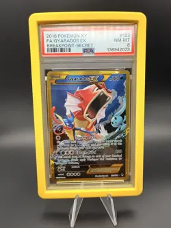 2016 POKEMON XY BREAKPOINT SECRET #123 FULL ART/GYARADOS EX PSA 8 - Image 1