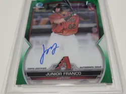 JUNIOR FRANCO 2023 Bowman Chrome Green Lava Rookie Auto /99 PSA 10 GEM MT - Image 4