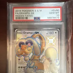 PSA 10 Pokemon Drampa GX Hidden Fates Shiny Vault SV80/SV94 Shiny Holo Rare - Image 1