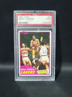 1981 Topps Magic Johnson #21 PSA 9 Mint - First Solo Card - Image 1