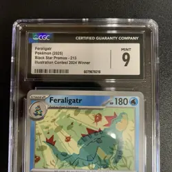 2025 Pokemon Feraligatr Black Star Promo Illustration Contest Winner CGC 9 Mint - Image 3