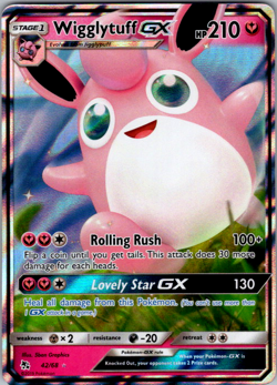 Wigglytuff GX - 42/68 - Pokemon Hidden Fates Sun & Moon Ultra Rare Card NM - Image 1