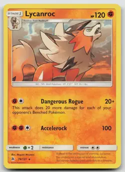 Lycanroc 76/131 SM - Forbidden Light Rare Pokemon TCG Card - Image 1