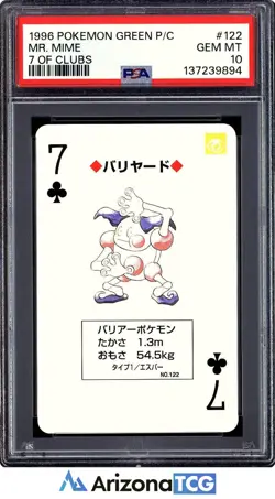 Pokemon 1996 Mr. Mime 122 7 Of Clubs Green Playing Card Japanese GEM MINT PSA 10 - Image 1