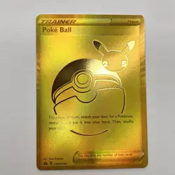 Trainer Poke Ball SWSH146 Gold Promo Pikachu Pokemon Card 25th Celebrations NM/M - Image 1