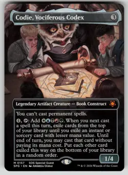 Codie, Vociferous Codex (Borderless) Mythic Special Guests 157 MTG Near Mint - Image 1