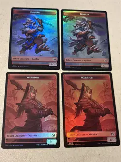 4 x mtg foil token Warrior // Goblin, 0013//0012, Tarkir Dragonstorm, unplayed - Image 1