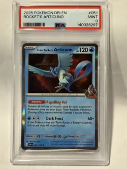 2025 Pokemon DRI EN Team Rocket’s Articuno Holo Rare PSA 9 Mint Destined Rivals - Image 1
