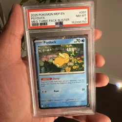 Pokemon Psyduck 007 Mega Evolution Three Pack Blister Promo PSA 8 - Image 1
