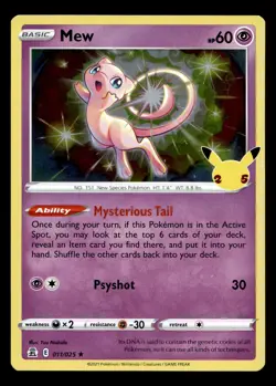 Mew 011/025 Celebrations Holo Rare Pokemon TCG - Image 1