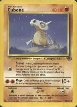 CUBONE 50/64 COMMON JUNGLE POKEMON UNLIMITED MP - Image 2