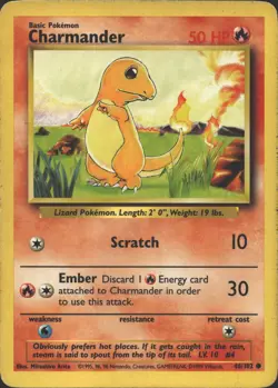 CHARMANDER 46/102 COMMON BASE SET UNLIMITED POKEMON MP - Image 2