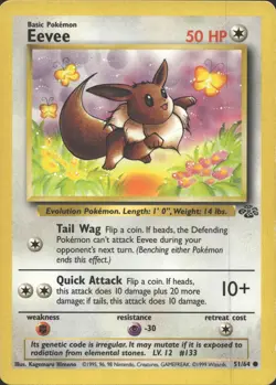 EEVEE 51/64 COMMON JUNGLE POKEMON UNLIMITED MP - Image 2