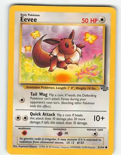 EEVEE 51/64 COMMON JUNGLE POKEMON UNLIMITED MP - Image 2