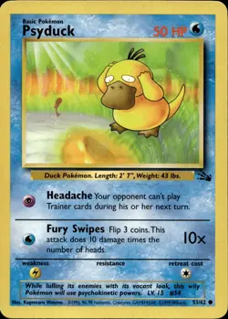 PSYDUCK 53/62 COMMON FOSSIL POKEMON UNLIMITED MP - Image 2