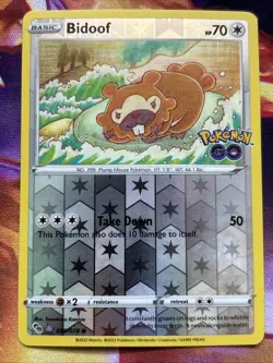 Pokemon Bidoof 059/078 Pokemon GO Peelable Ditto Reverse Holo 70HP Common EN - Image 1