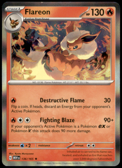 Flareon 136/165 SV: Scarlet & Violet 151 Rare Holo LP Pokemon TCG - Image 1