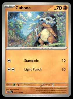 Cubone 076/159 SV09: Journey Together Common Normal NM Pokemon TCG - Image 1
