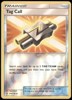 Tag Call 206/236 SM - Cosmic Eclipse Uncommon Reverse Holofoil LP Pokemon TCG - Image 1