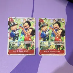 BANDAI ONE PIECE CARD GAME OP3 ACE SABO LUFFY CHARACTER OP13-007 ENGLISH x2 - Image 1