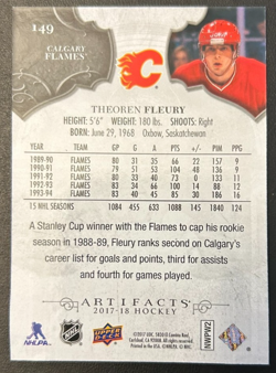 Theoren Fleury 2017-18 Artifacts #149 Purple 11/20 Calgary Flames (230-4) - Image 2