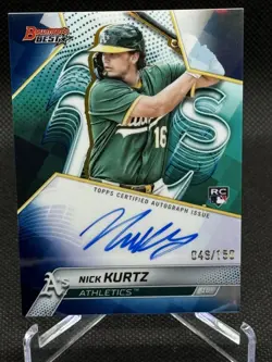 Nick Kurtz 2025 Bowmans Best Rookie Blue Refractor On Card Auto /150 A’s - Image 2