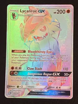 Lycanroc GX 156/145 - Guardians Rising Secret Rainbow Rare Pokemon Card - Image 1
