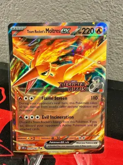 3 x Stamped Pokemon TCG Team Rocket's Moltres ex Destined Rivals UPC Promo Cards - Image 5