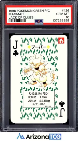 Pokemon 1996 Magmar 126 Jack Of Clubs Green Playing Card Japanese GEM MT PSA 10 - Image 1