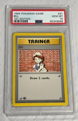 1999 POKEMON BASE SET 1ST EDITION BILL #91 PSA 10 GEM MT. - Image 1