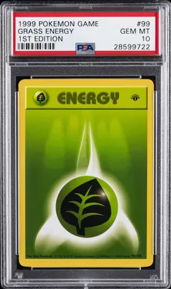 1999 POKEMON BASE SET 1ST EDITION #99 GRASS ENERGY PSA 10 - Image 1