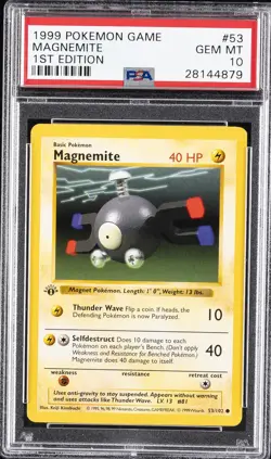 1999 POKEMON BASE SET 1ST EDITION #53 MAGNEMITE PSA 10 - Image 1