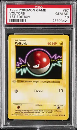 1999 POKEMON BASE SET 1ST EDITION #67 VOLTORB PSA 10 - Image 1