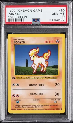 1999 POKEMON BASE SET 1ST EDITION #60 PONYTA PSA 10 - Image 1