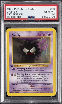 1999 POKEMON BASE SET 1ST EDITION #50 GASTLY PSA 10 - Image 1