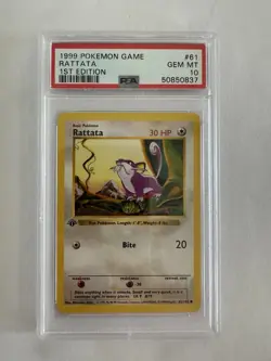Base Set 1st Edition RATTATA #61/102 PSA 10 GEM MINT 1999 Pokemon Card Game - Image 1