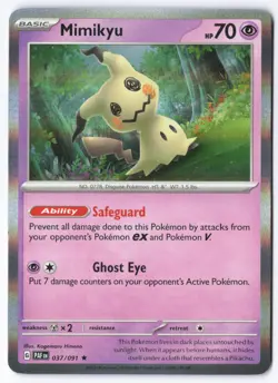Pokemon TCG Mimikyu 037/091 Holo Paldean Fates Playset NM - Image 1