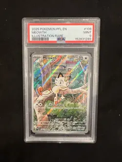 2025 Pokemon PFL English 106 Meowth Illustation Rare PSA 9 MINT - Image 1