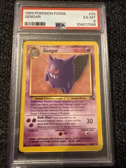1999 Pokemon Fossil Gengar #20 NON-HOLO PSA 6 - Image 1